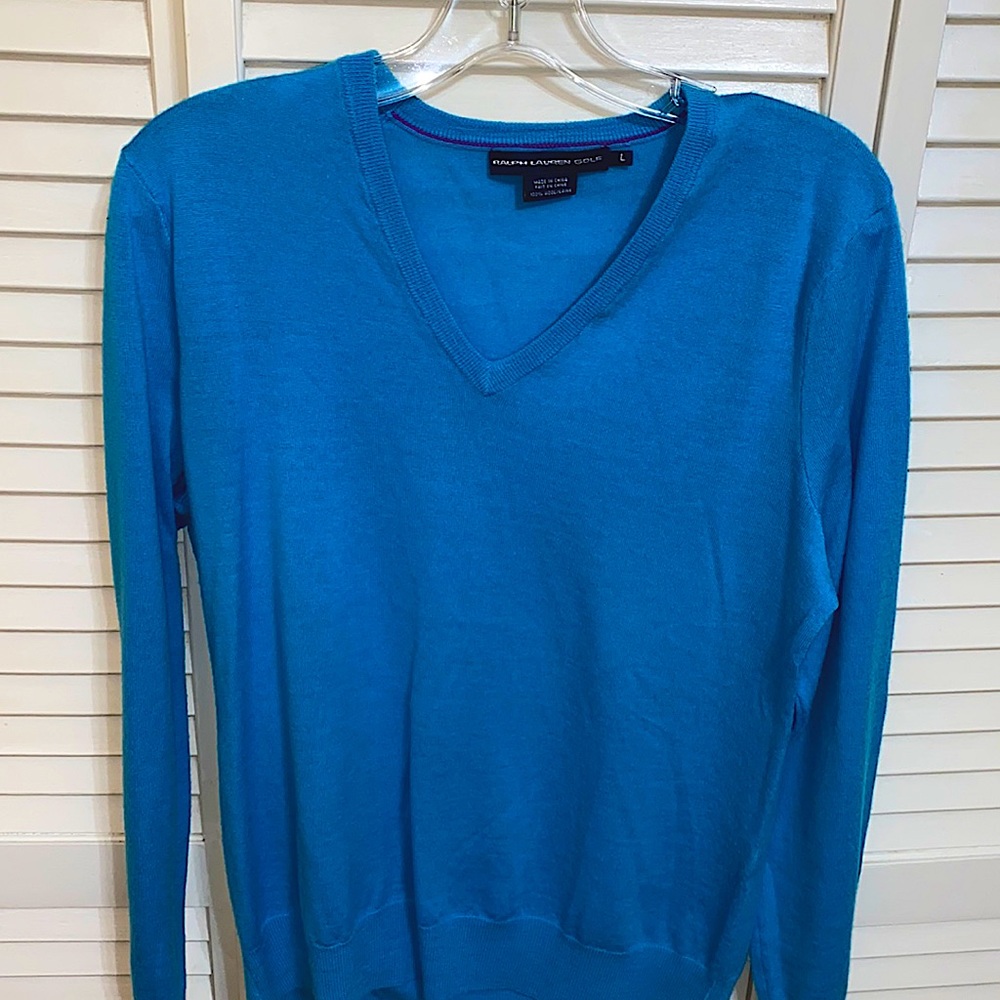 Turquoise Ralph Lauren Golf Wool Sweater